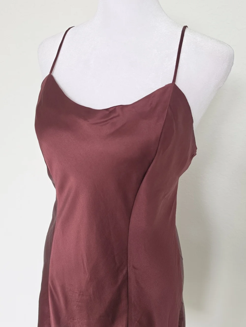 90's Vintage Victoria’s Secret 100% Silk Slip Dress Plum Burgundy Satin Cowl M